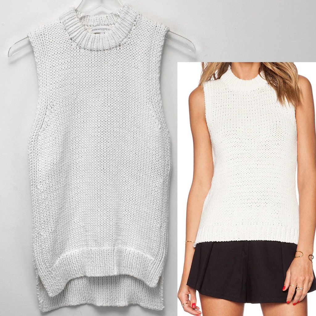 Finders Keepers Make Your Mark Knit Tank Top Sleeveless Sweater White Size Med